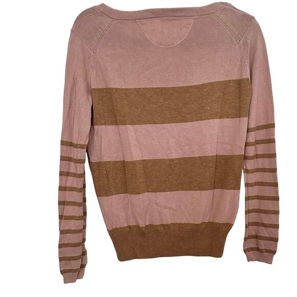 Wilfred Free Pink Brown Striped Long Sleeve Crewneck Pullover Sweater Size M - Picture 4 of 4